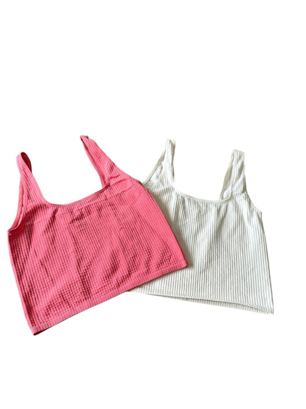 Bundle Of 2 Anthropologie Cropped Tank Tops S/M Pink White